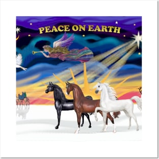 "Christmas Sunrise" with Three Beautiful Stallions Posters and Art